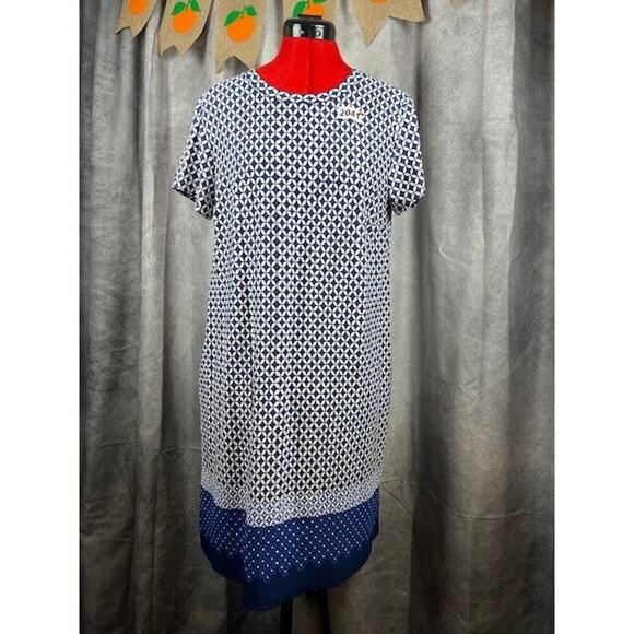 Apt 9 Women’s Dress Size Small Blue and White Geometric Pattern Short Sleeve - Picture 1 of 6
